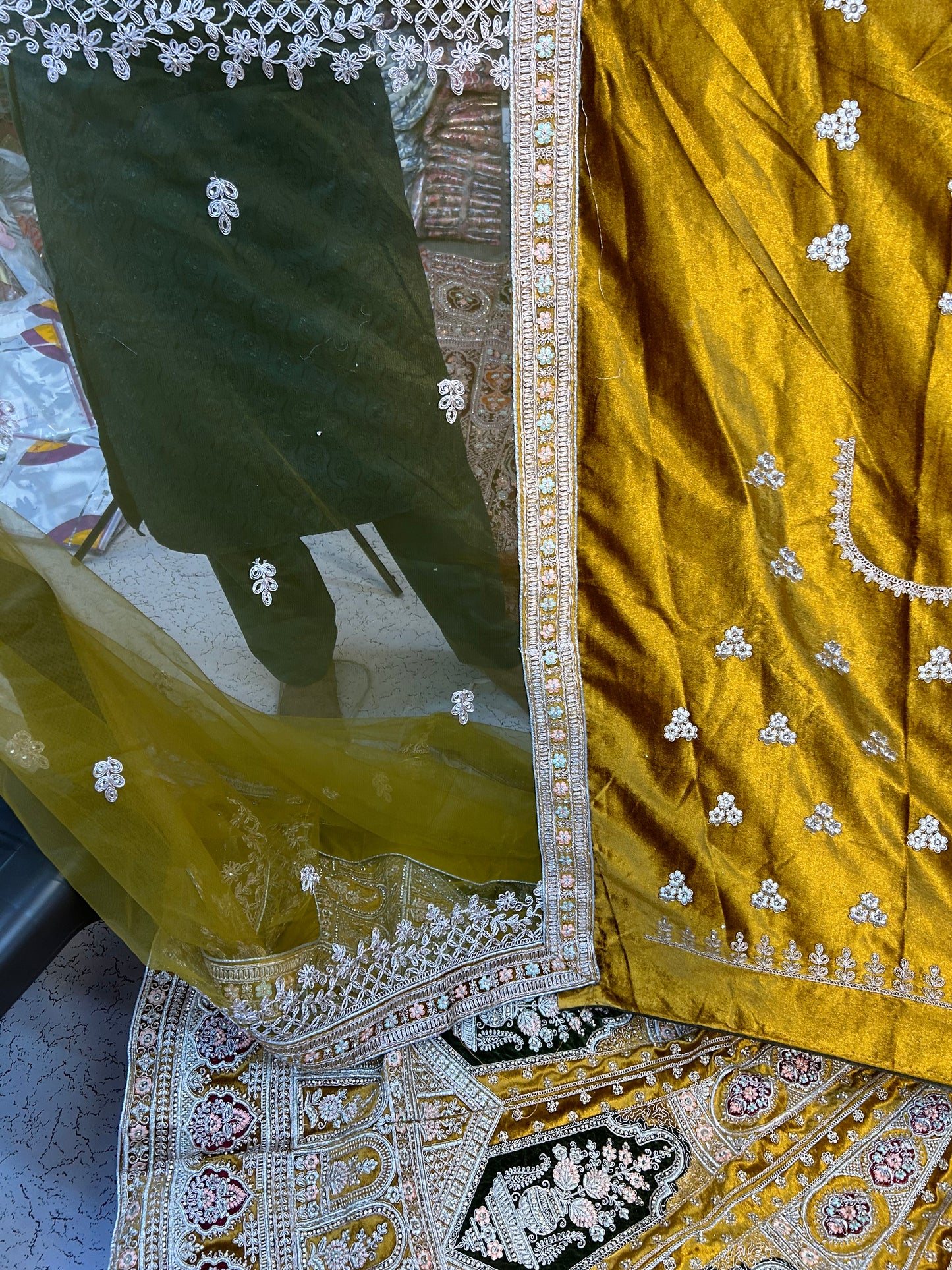 Yellow Haldi mehendi lehenga