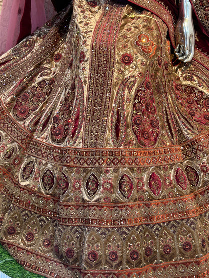 Maroon red bridal Lehenga