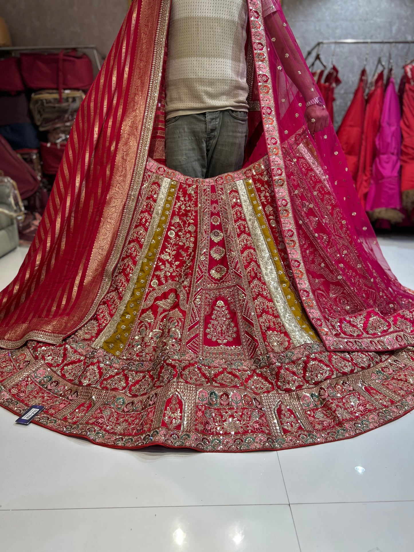 Tremendous red bridal lehenga