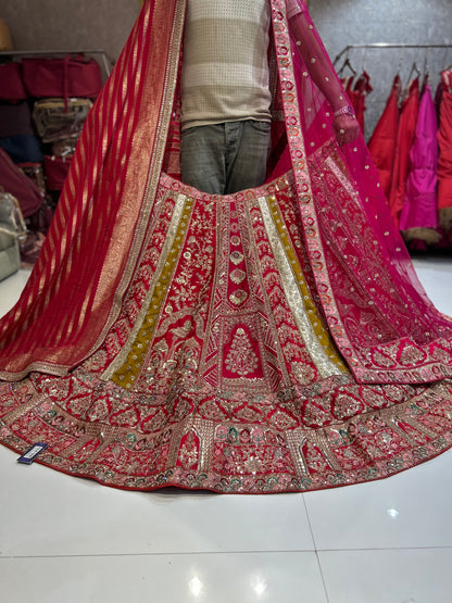 Tremendous red bridal lehenga