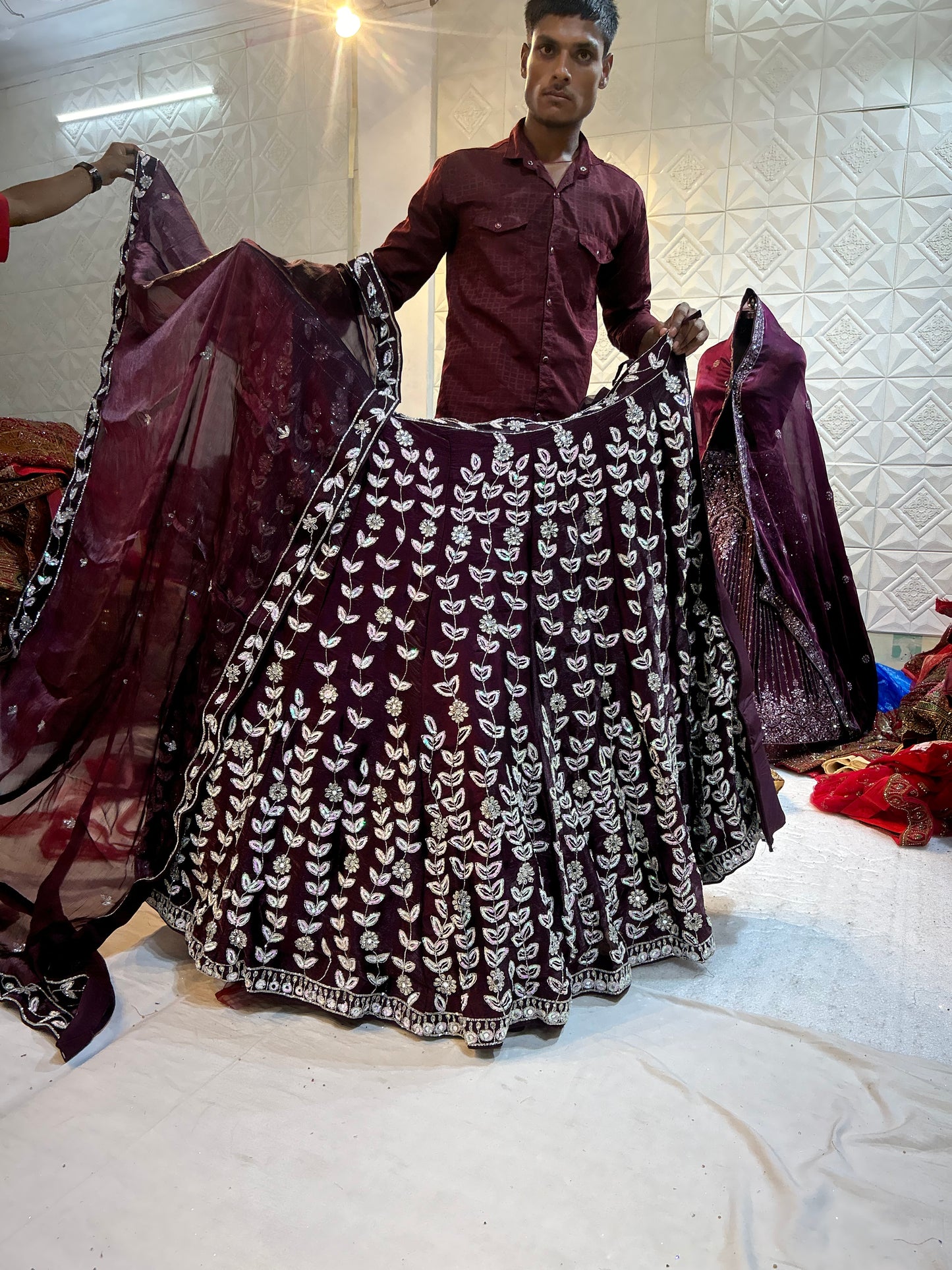 Fancy Partywear purple violet Lehenga