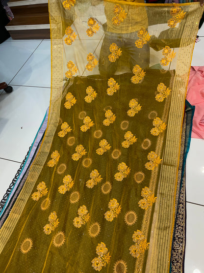 Yellow Haldi mehendi saree