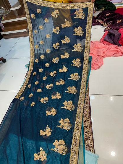 Amazing dark blue saree