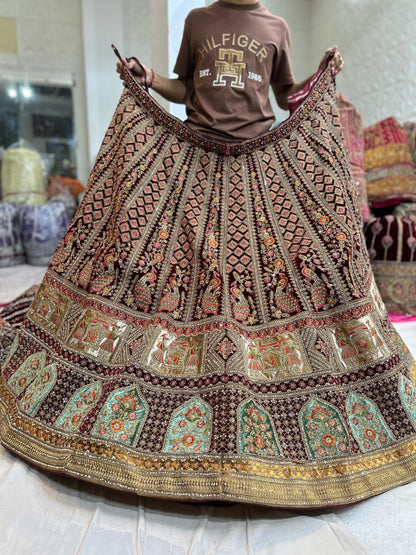 Fantastic maroon doli barat bridal lehenga