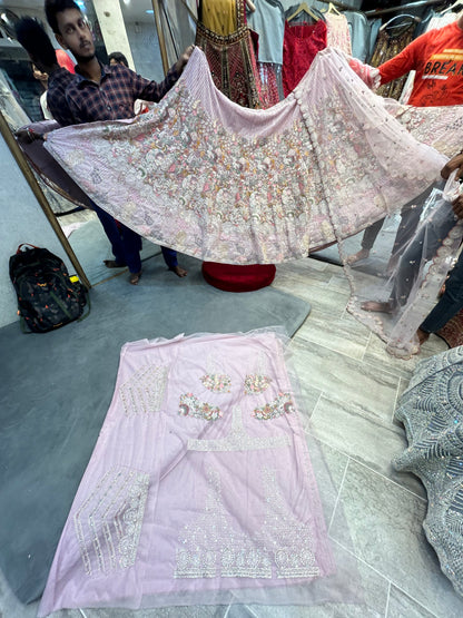 Awesome baby pink Multi Flower Lehenga