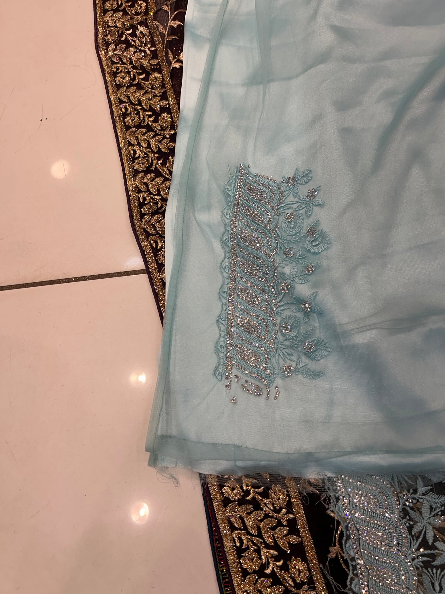 Aqua Blue lovely saree