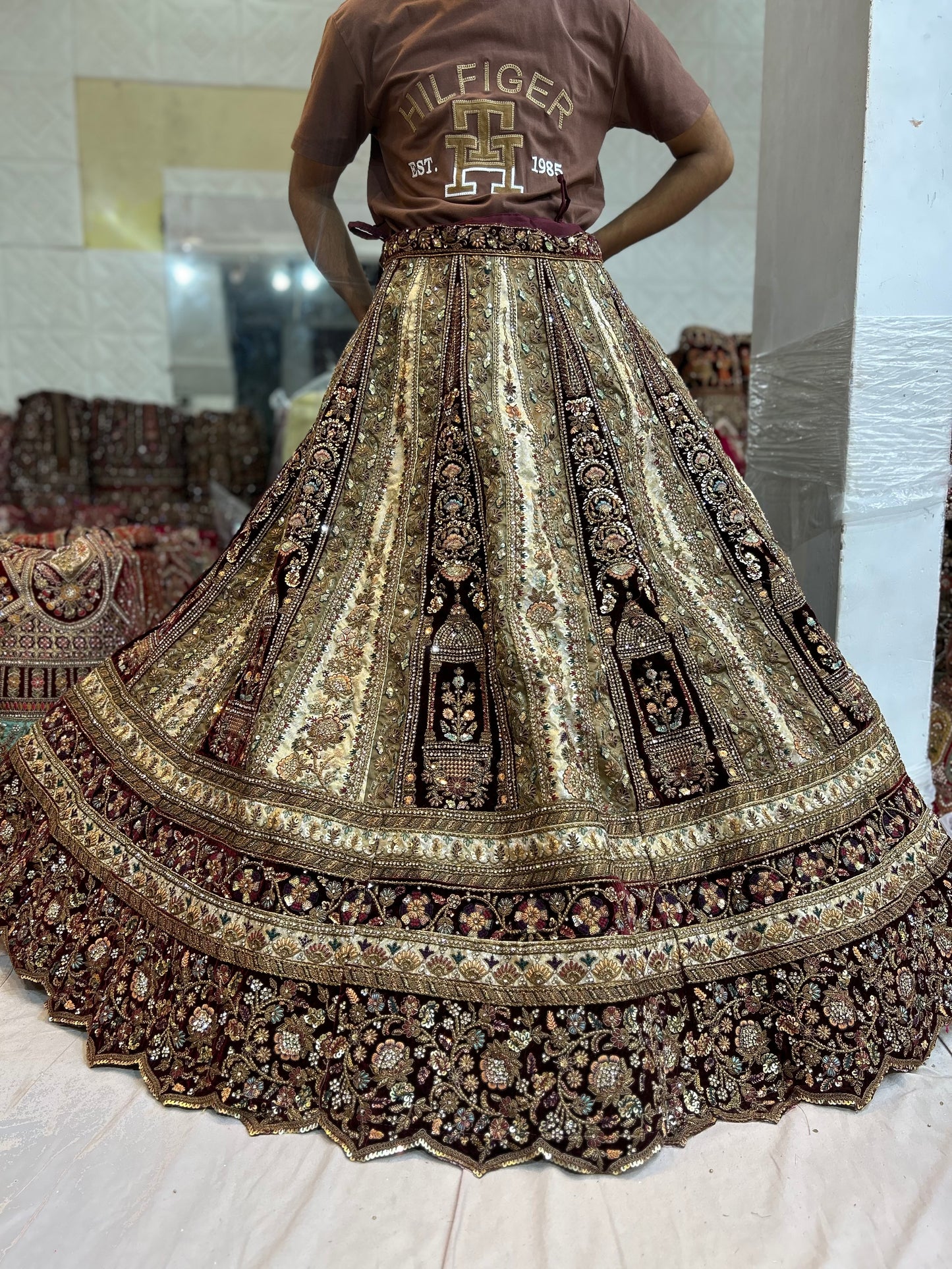 Designer Maroon Ivory bridal Happy customer lehenga