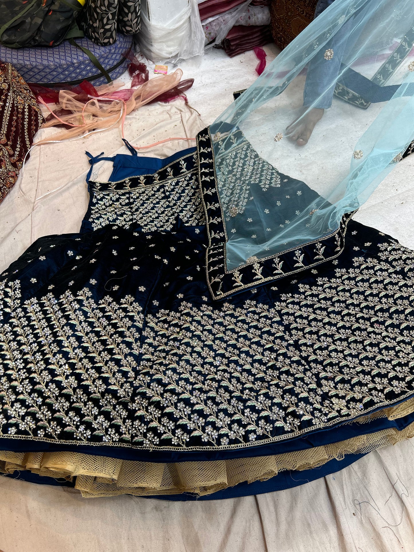 Lavishing dark blue lehenga