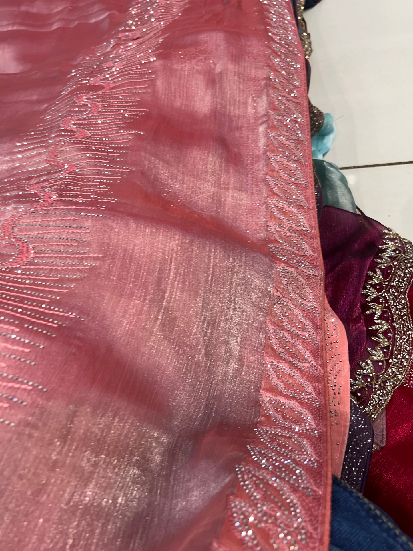 Extraordinary pink Lilac peach saree