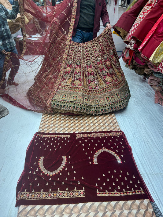 Granate Royal Rajwada Diseñador Lehenga ❤️