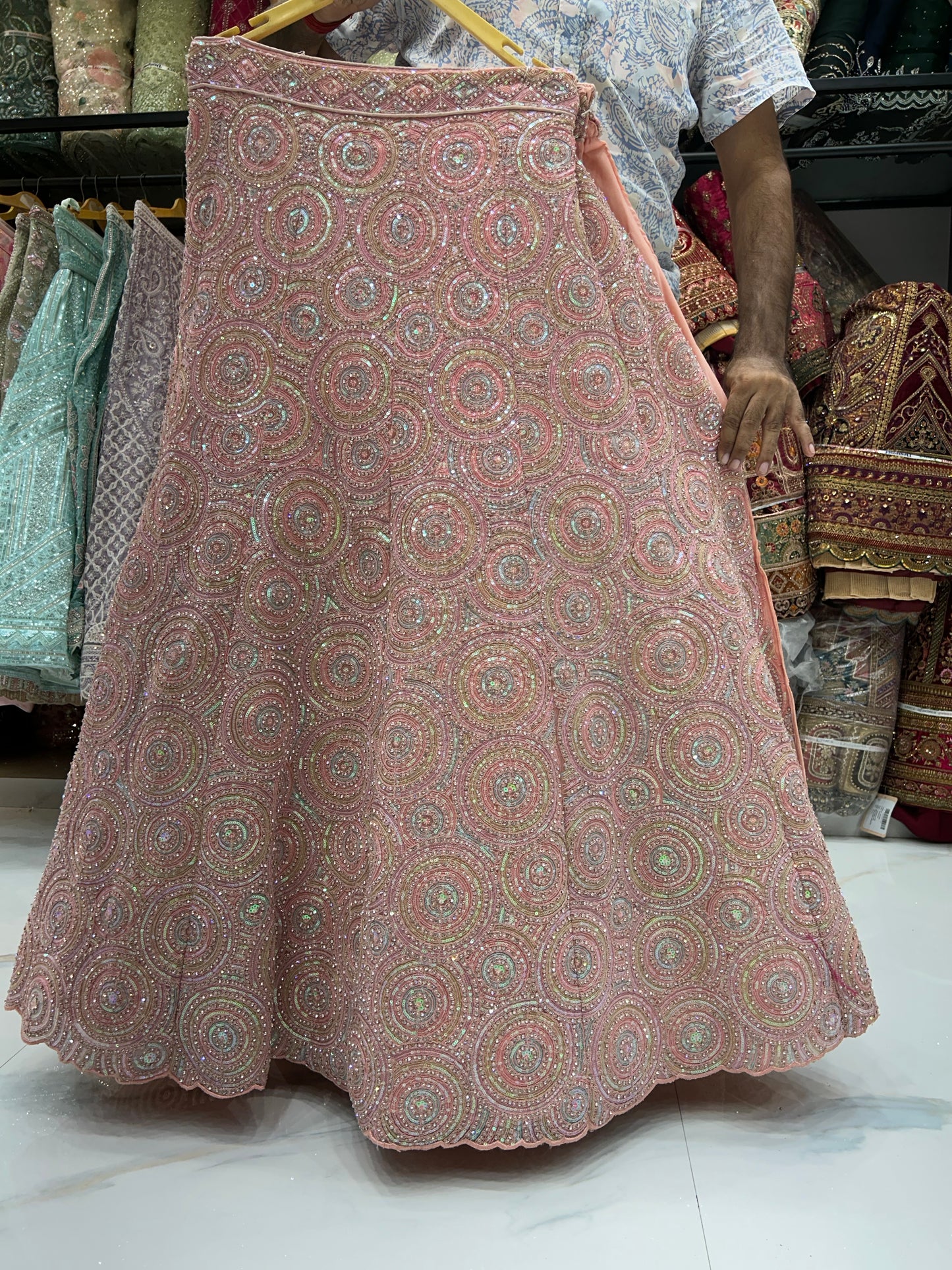 Designer peach lehenga