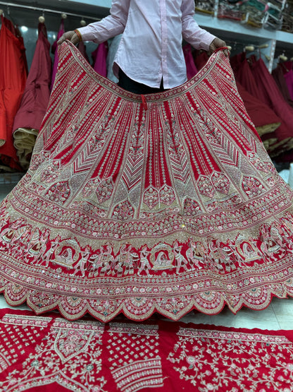 Good looking red bridal lehenga