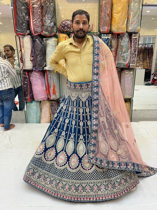 Impresionante lehenga azul