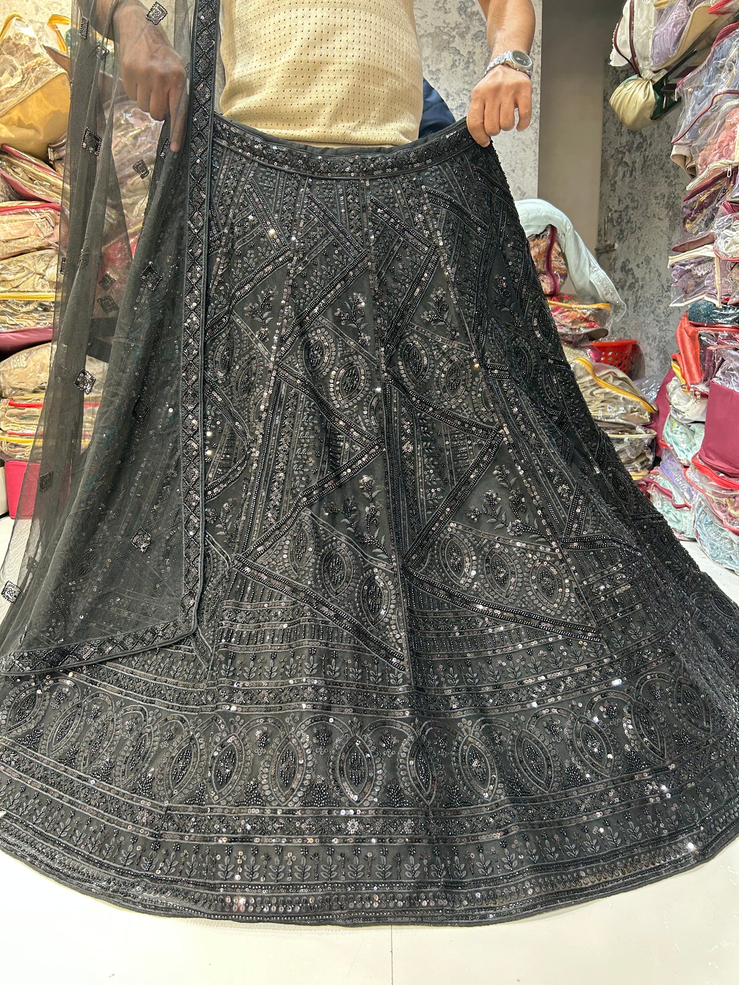 Lehenga negra de diseñador