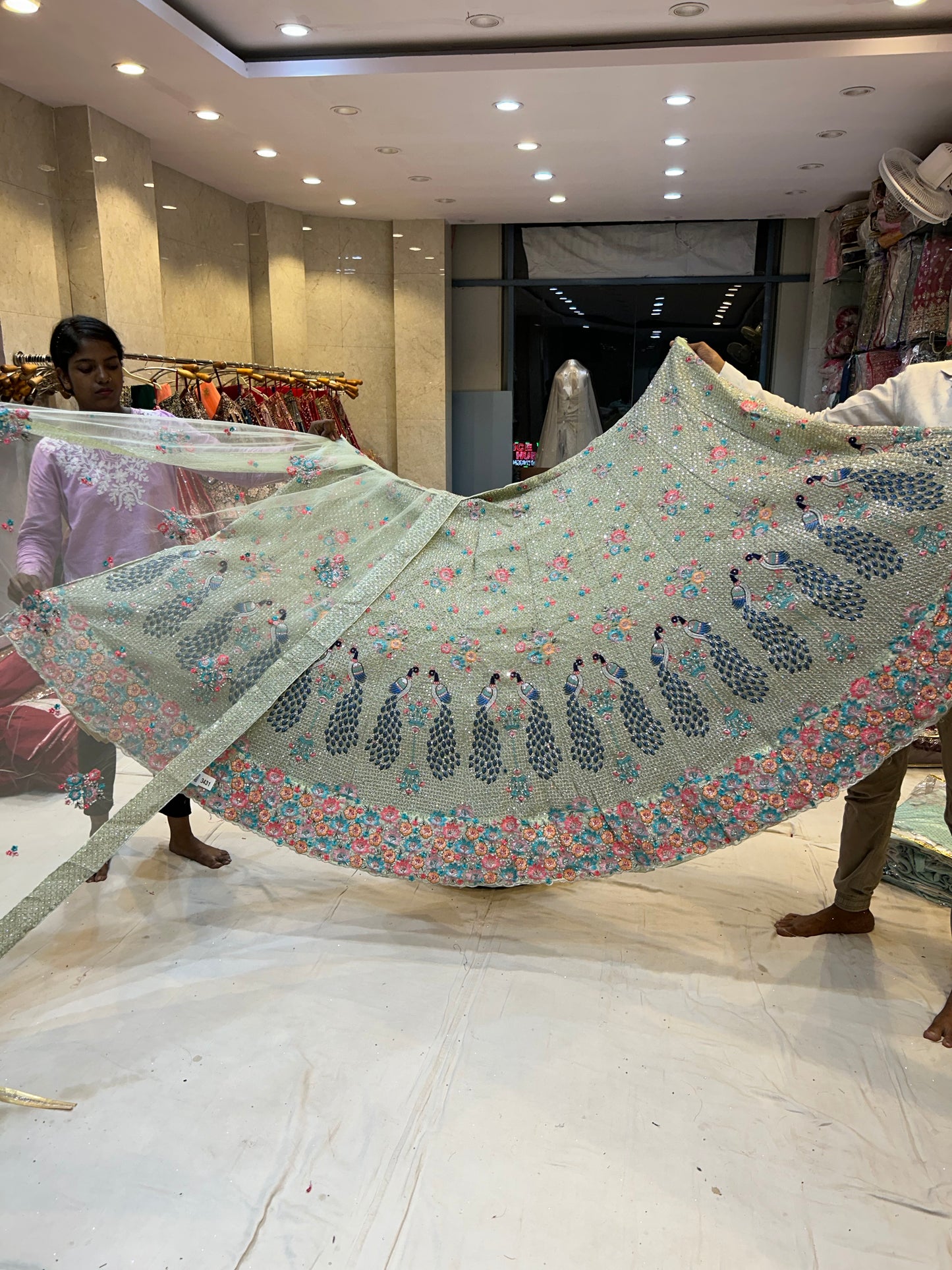 Awesome mint Green Peacock PDP Lehenga