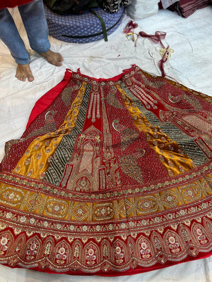 Pleasing peacock Handwork red bridal lehenga