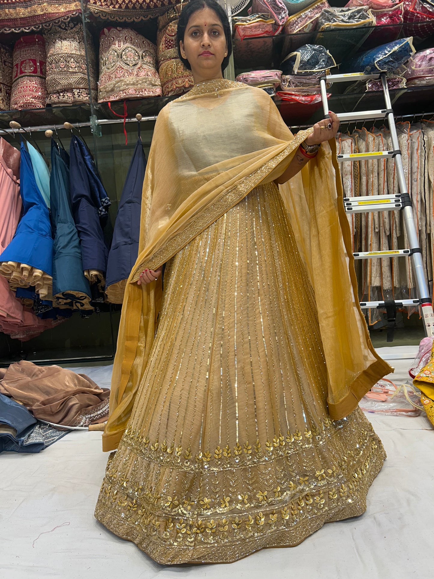 Designer Golden Happy Customer Lehenga