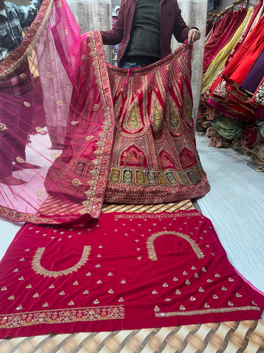 Red Pink Designer Lehenga ❤️