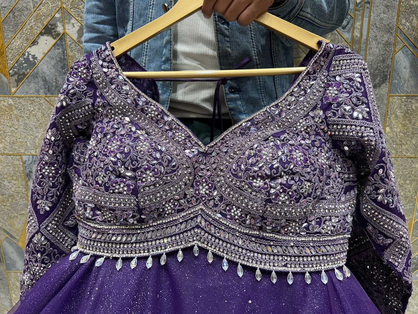 Good looking purple crop top lehenga