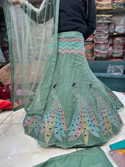 Pretty green peacock lehenga