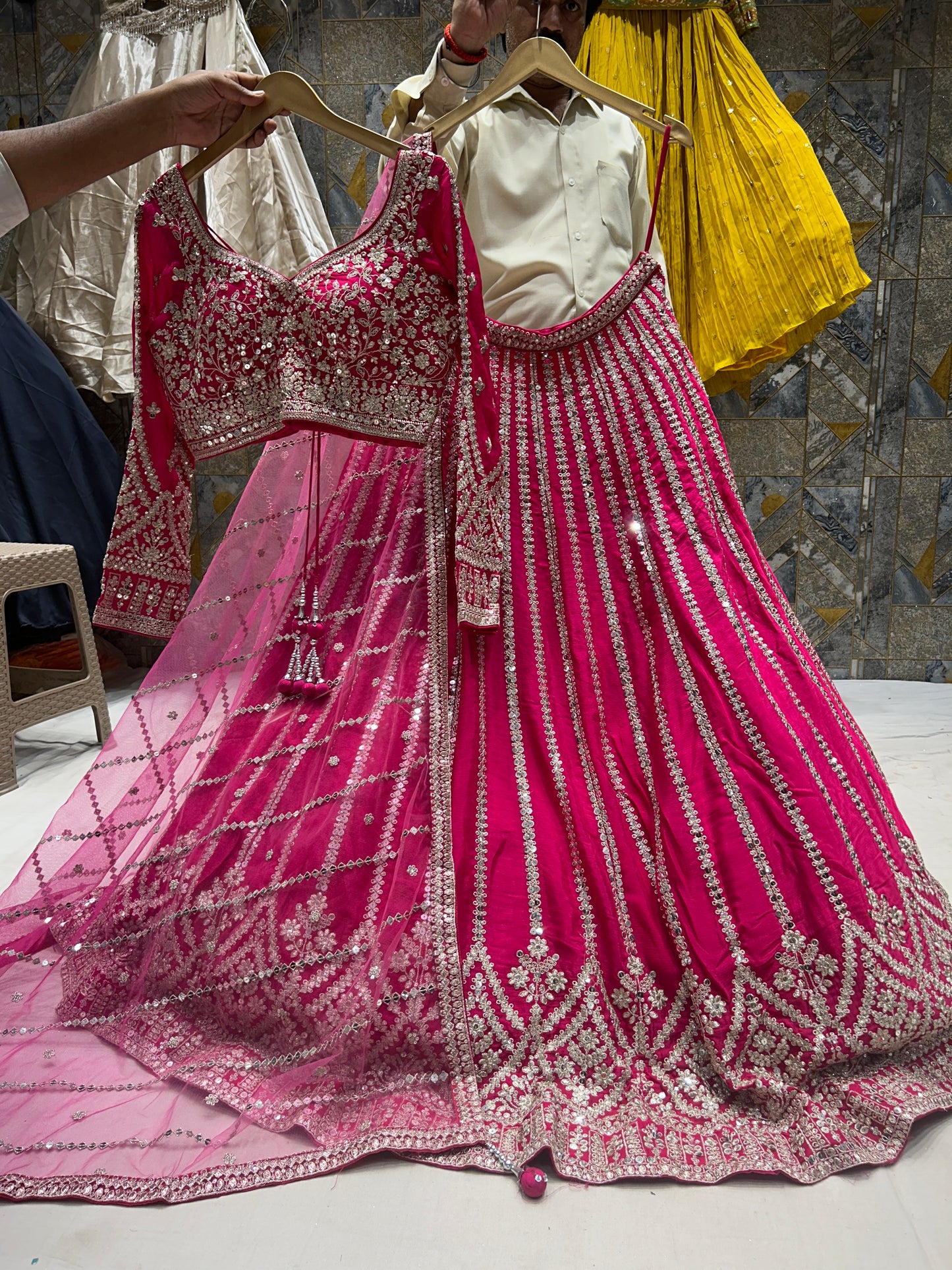 Awesome pink crop top Lehenga