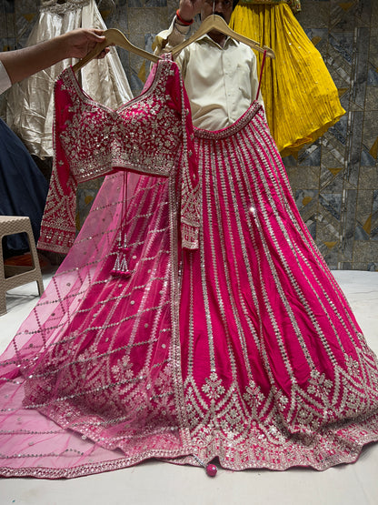 Awesome pink crop top Lehenga