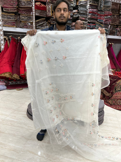 Elegant white peacock lehenga