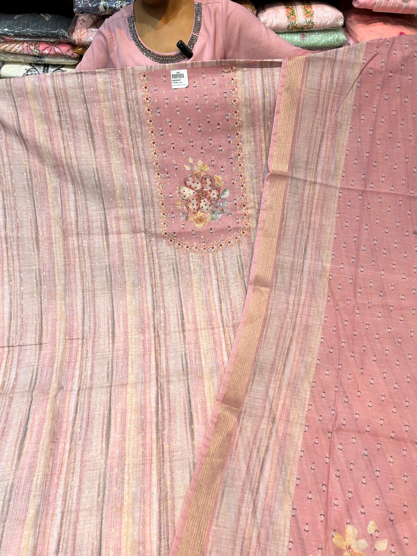 Majestic pink Unstitched suit