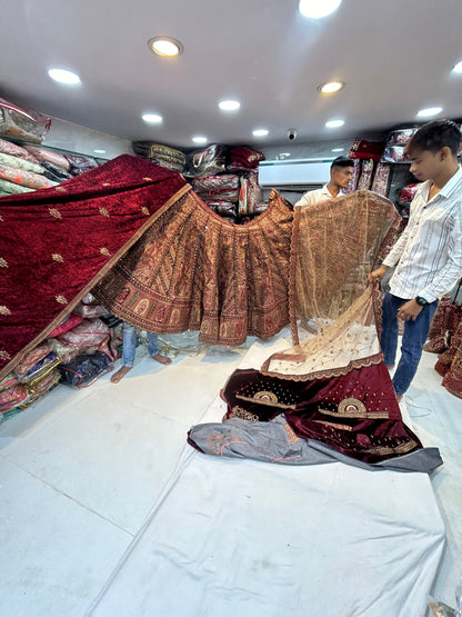 Maroon Peacock bridal lehenga