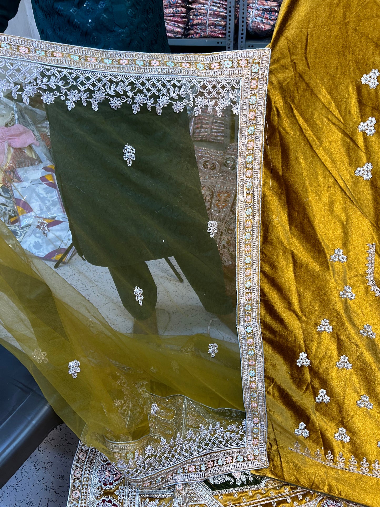 Yellow Haldi mehendi lehenga