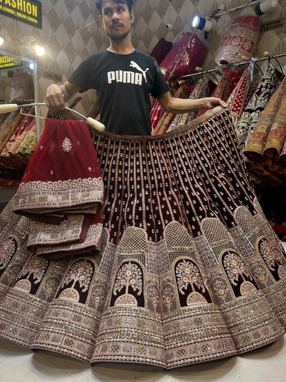 Maroon Heavy Bridal Lehenga