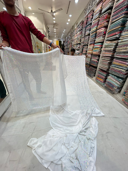 Lovely white fancy saree 🥰