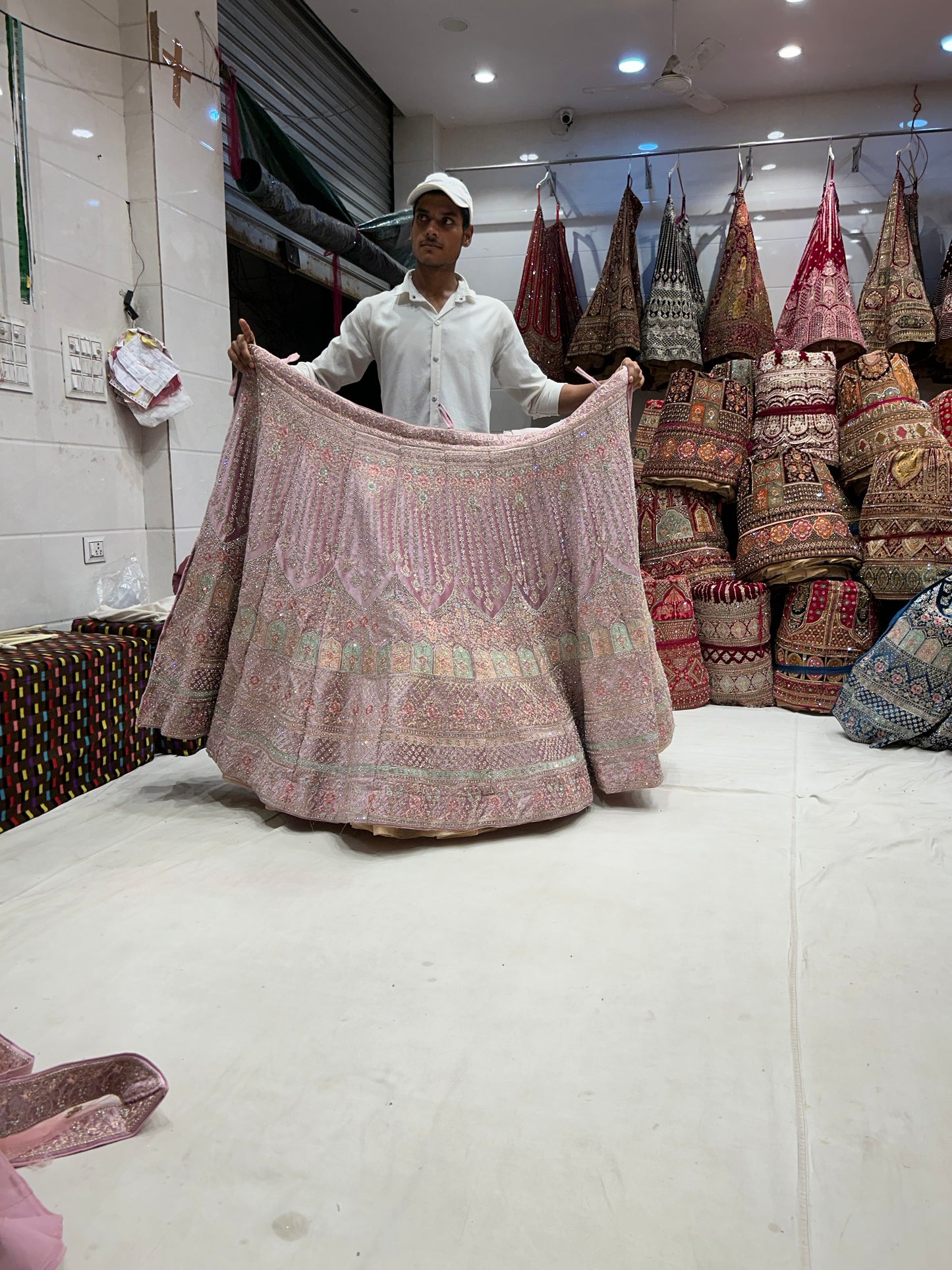 Lehenga jhumka rosa bebé