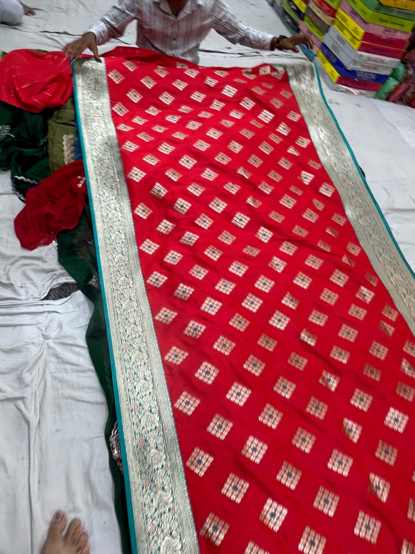 Red Heavy border bridal Saree