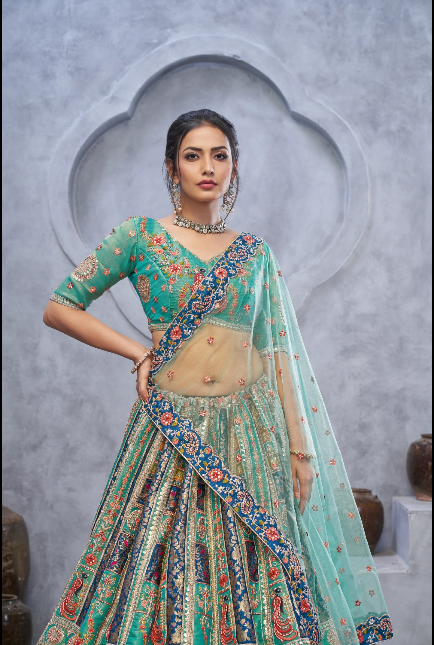 Bottle Green Designer lehenga