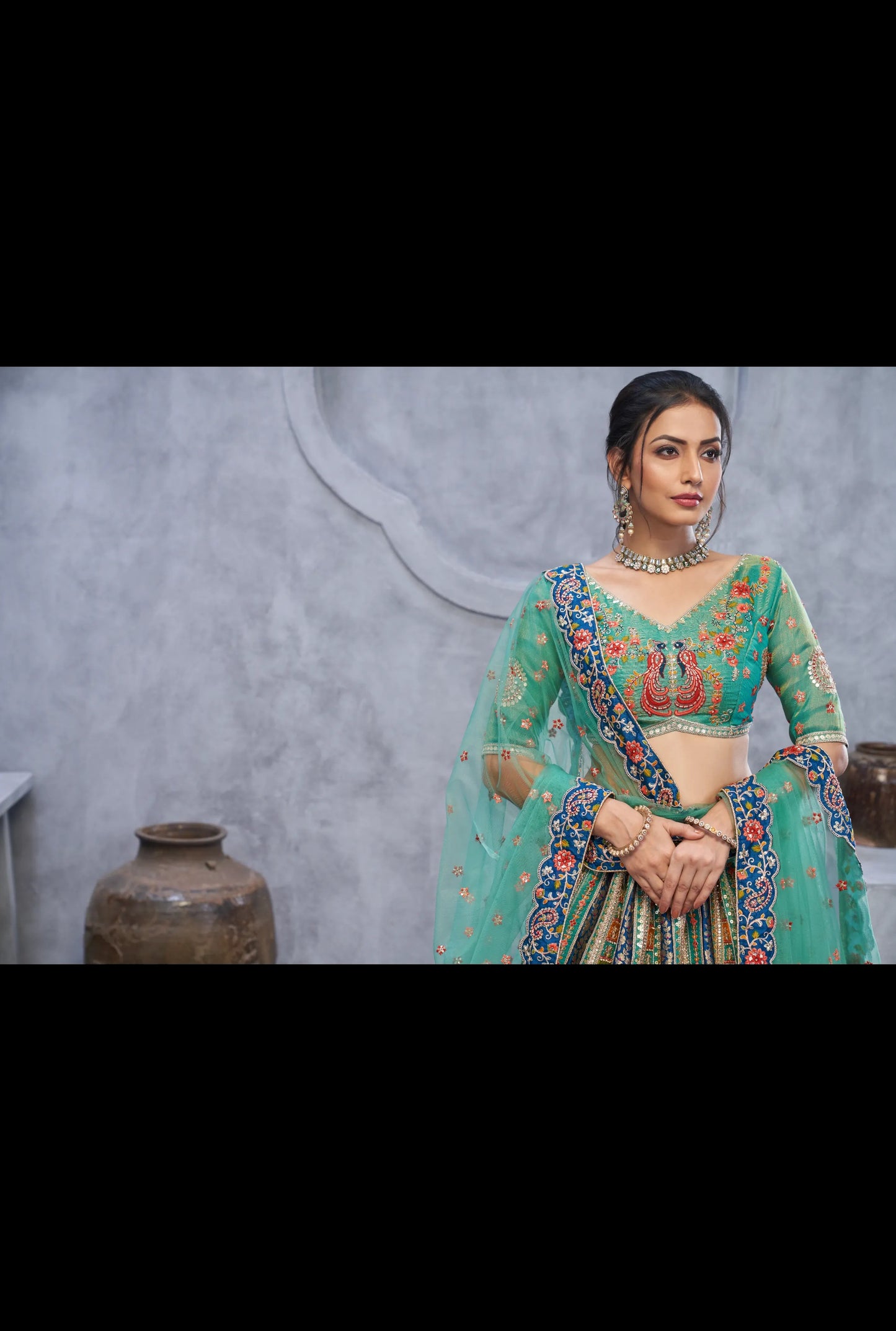 Bottle Green Designer lehenga