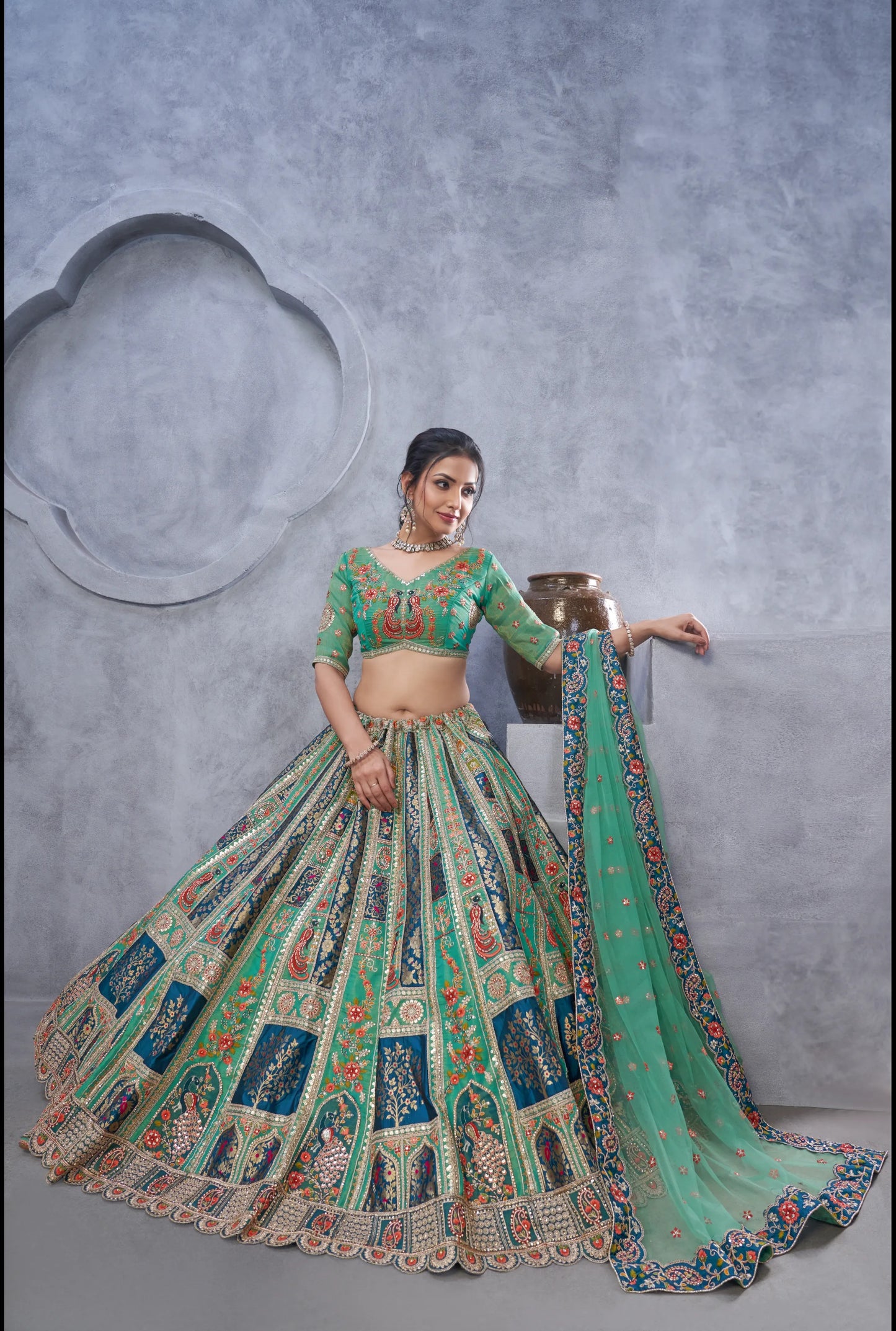 Bottle Green Designer lehenga