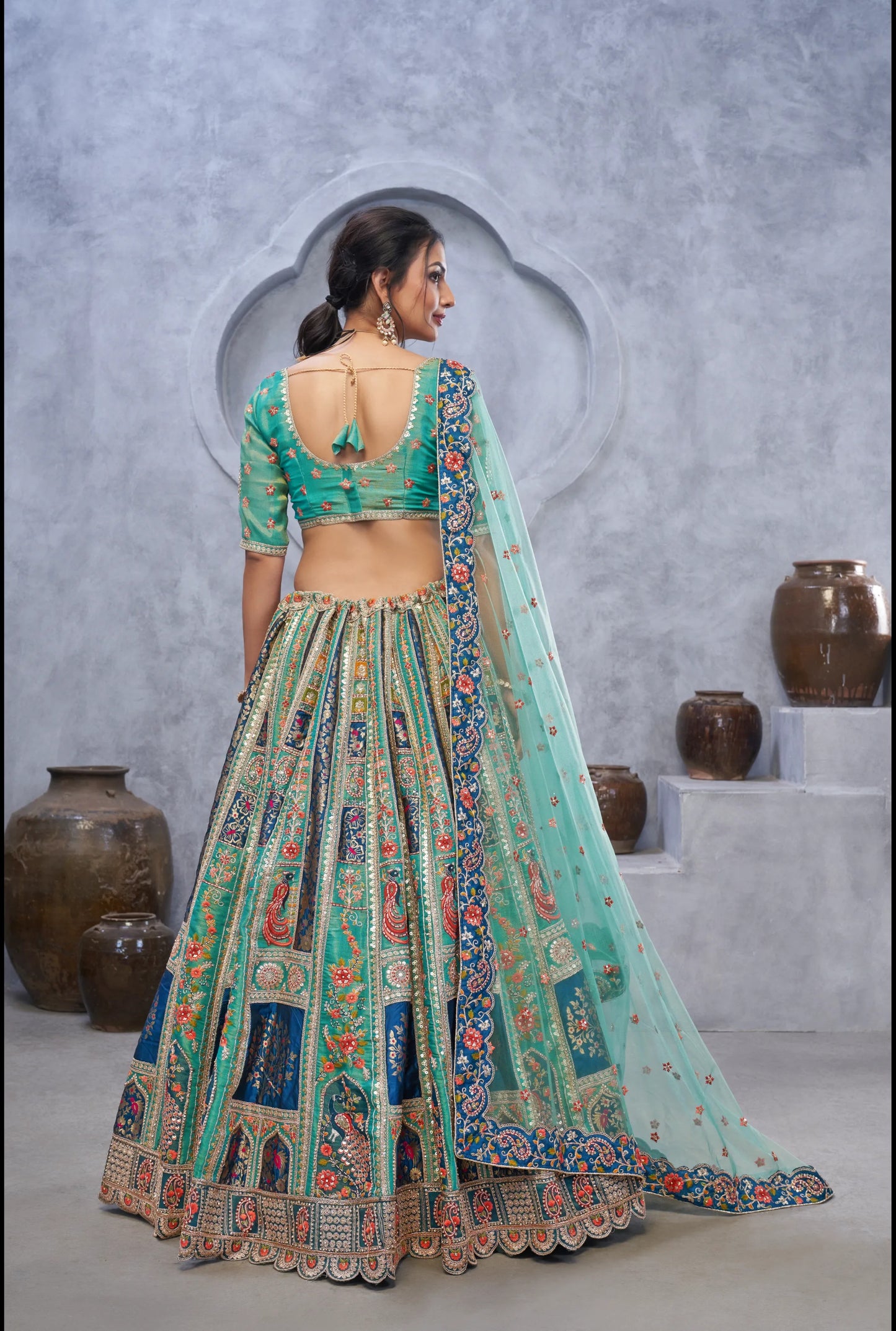 Bottle Green Designer lehenga