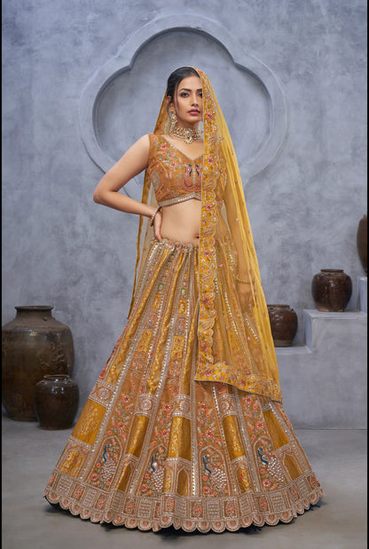 Peach Brown Something different Designer lehenga