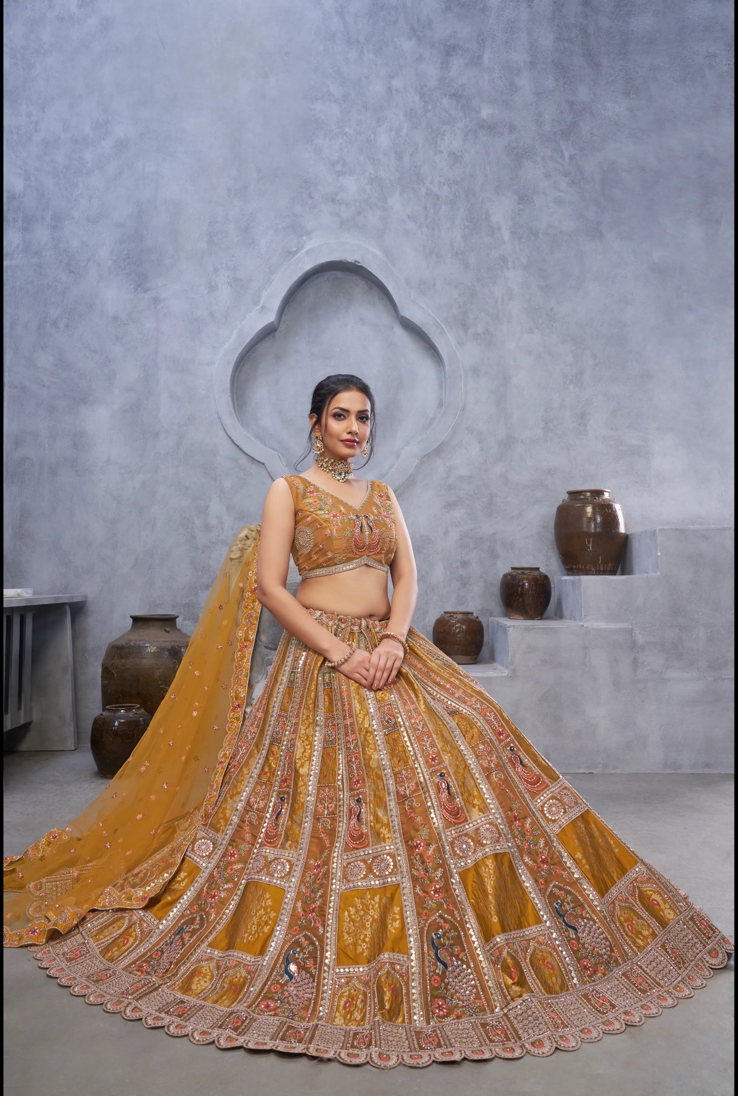 Peach Brown Something different Designer lehenga