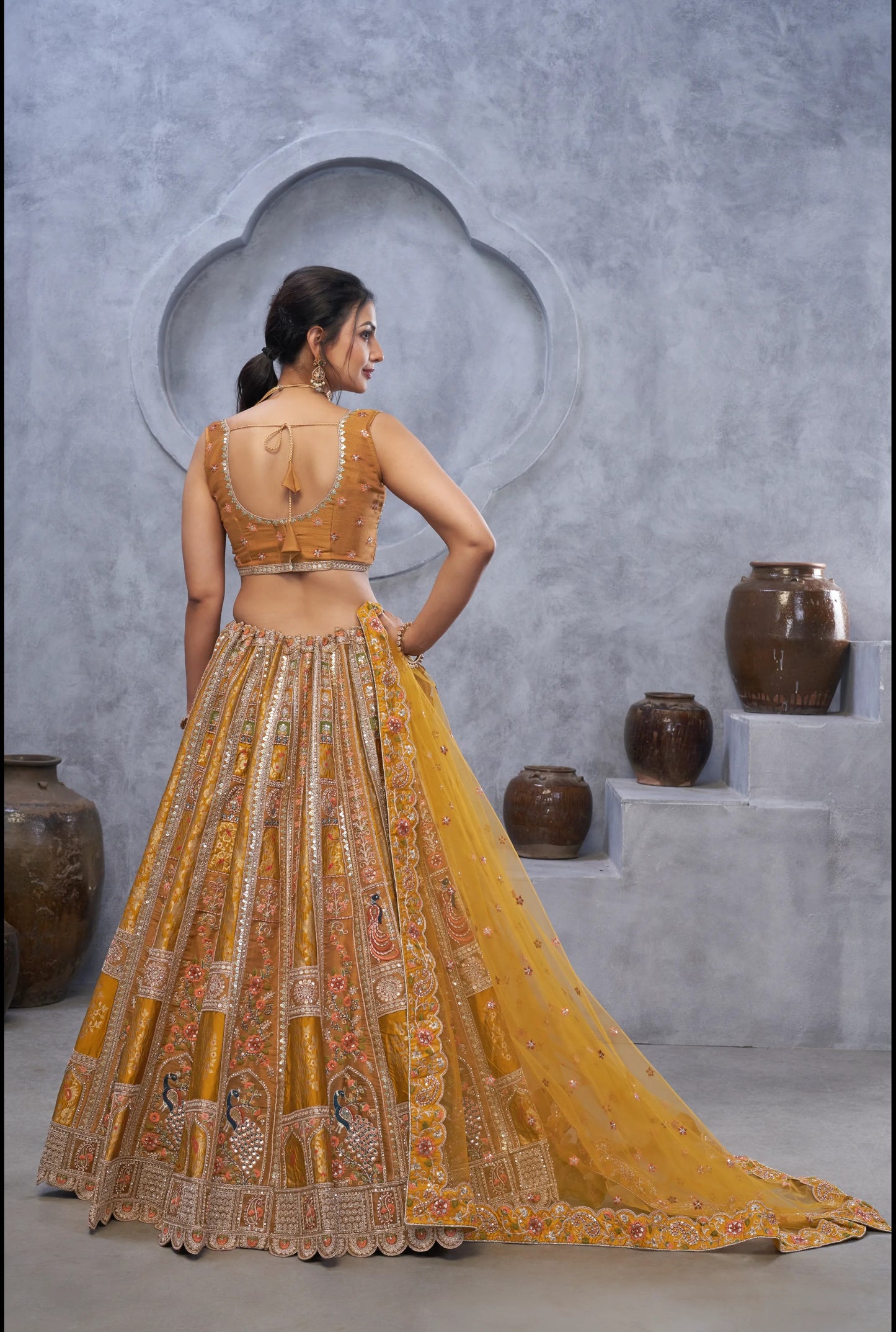 Peach Brown Something different Designer lehenga