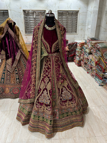 Stylish Red Lehenga double dupatta