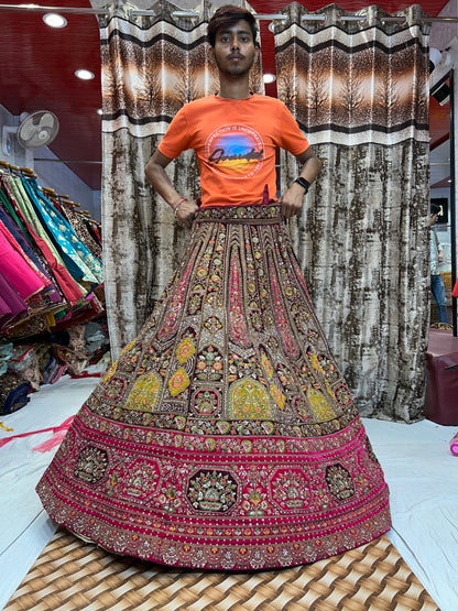 Designer pink maroon Lehenga