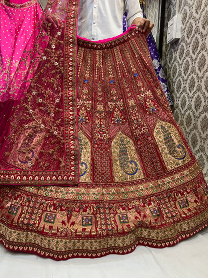 Stylish Red peacock Lehenga