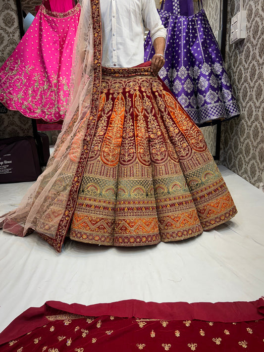 Super se uppar maroon orange Lehenga