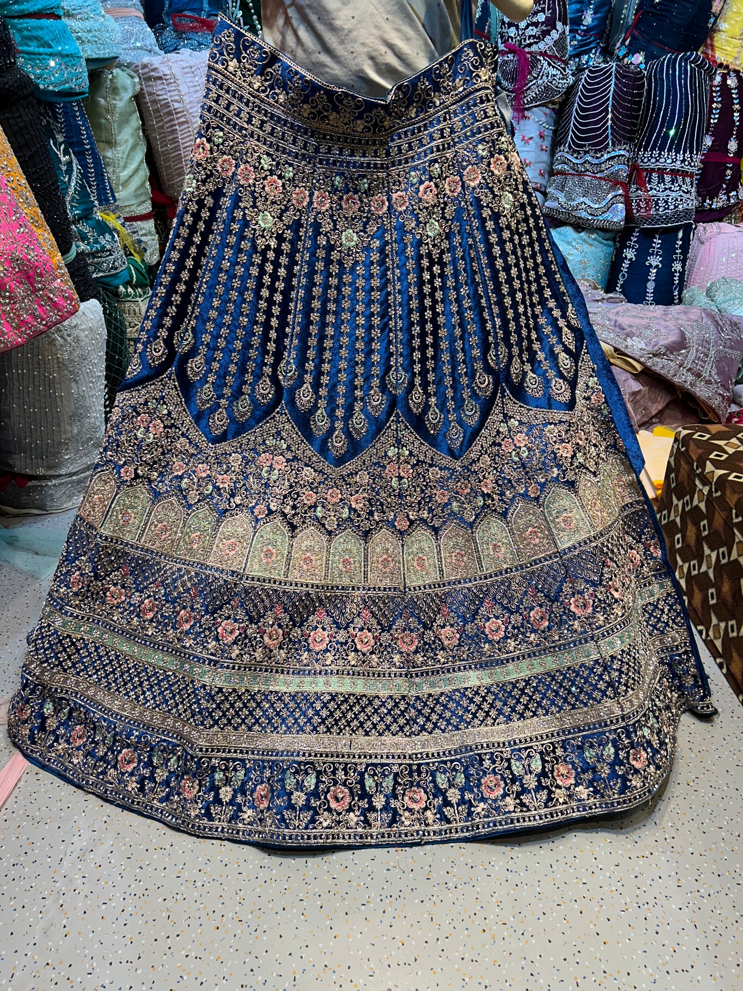 Royal blue jhumka Lehenga