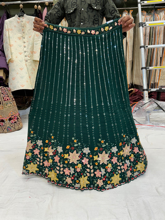 Lehenga verde de niña