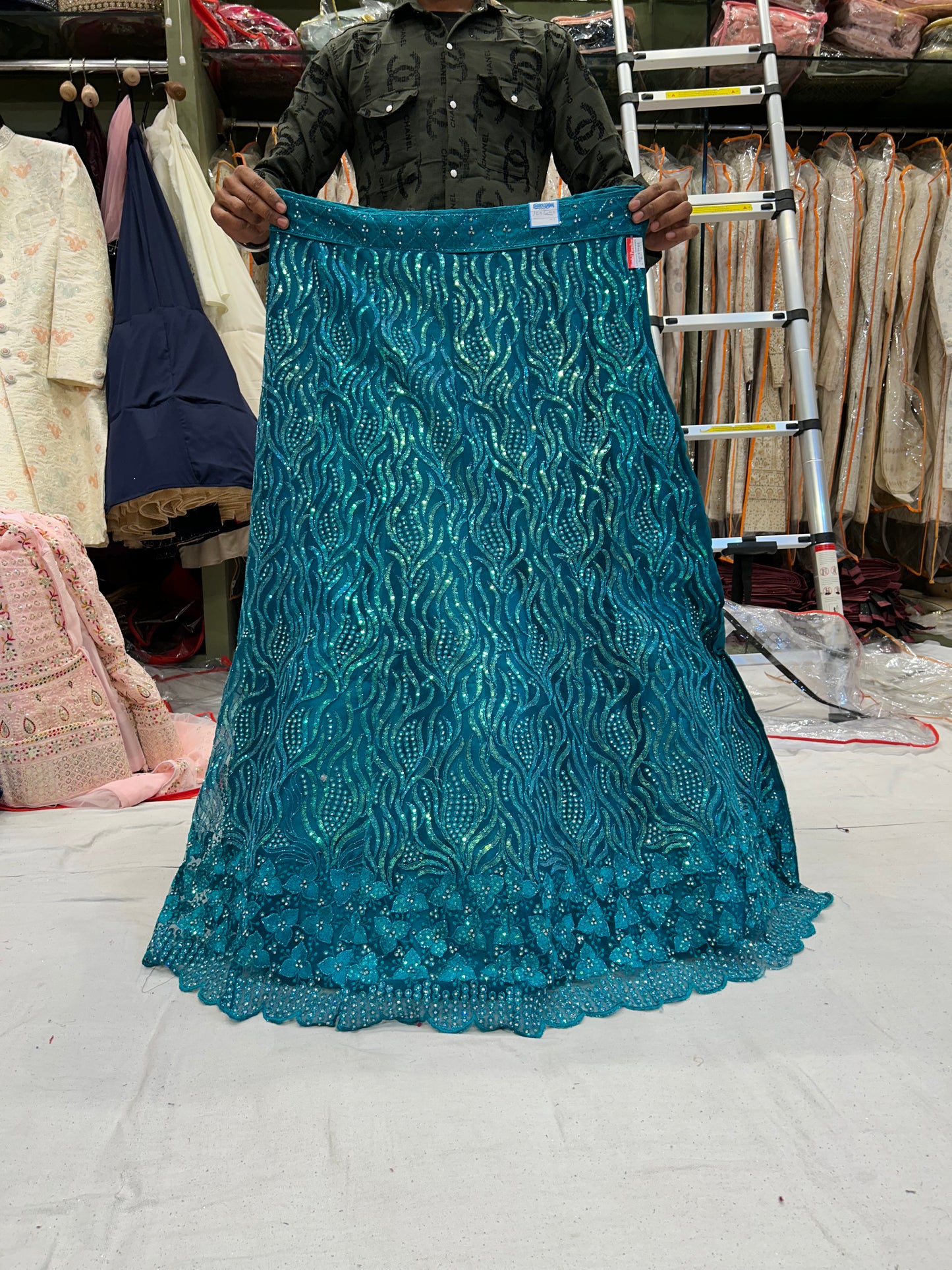 Stylish Blue green Lehenga