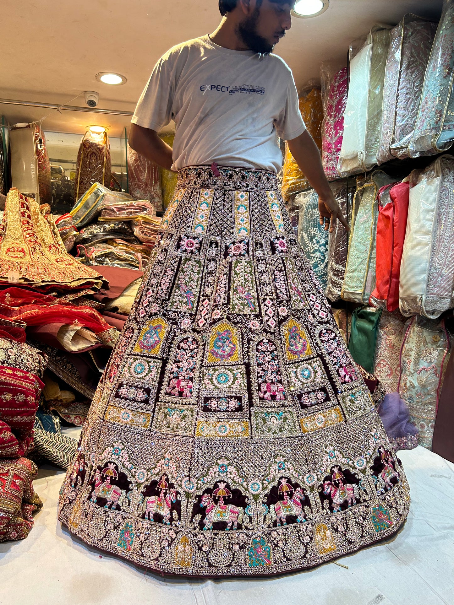 Extraordinary maroon Lehenga Chandni Chowk Delhi