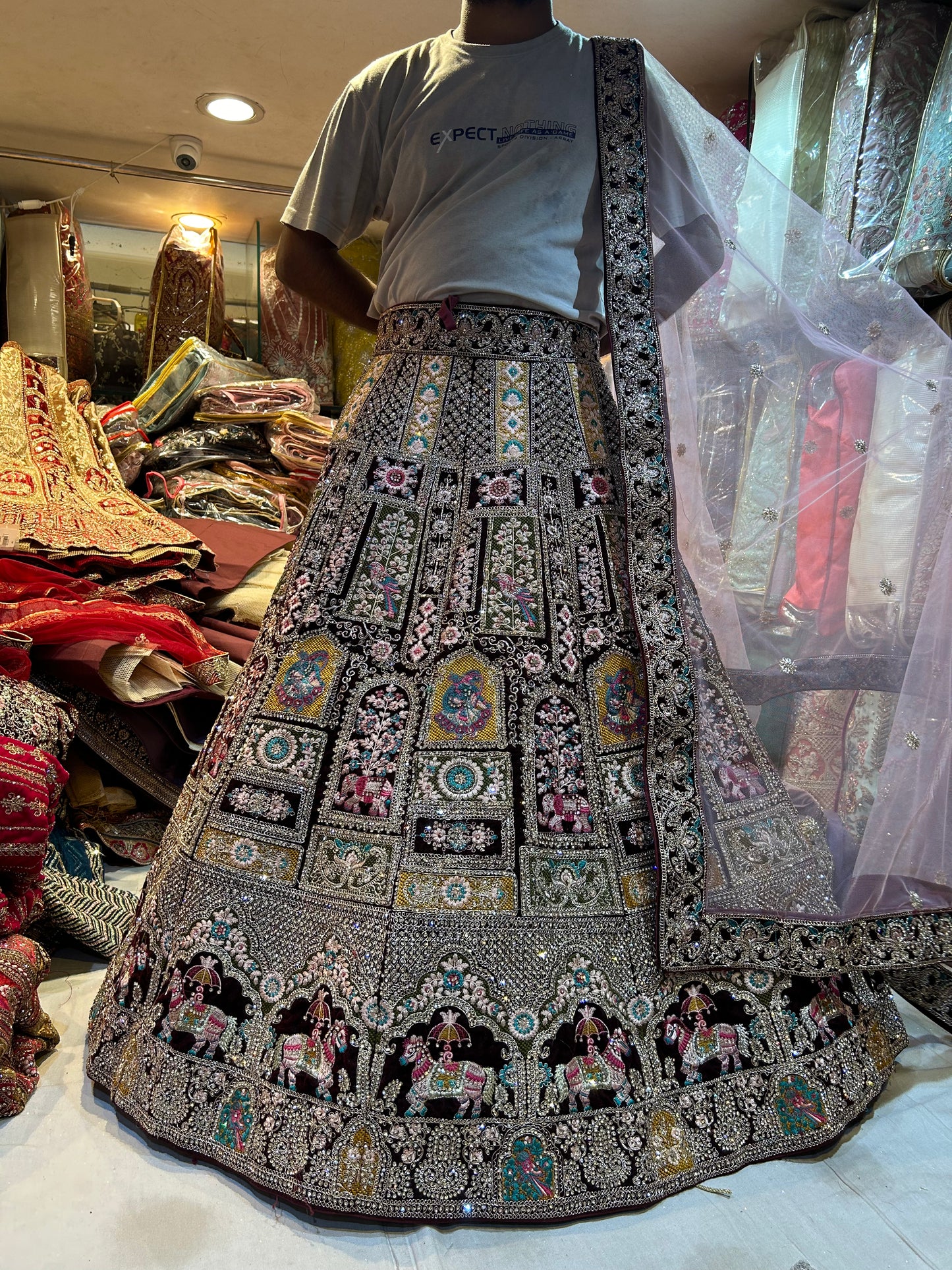 Extraordinary maroon Lehenga Chandni Chowk Delhi